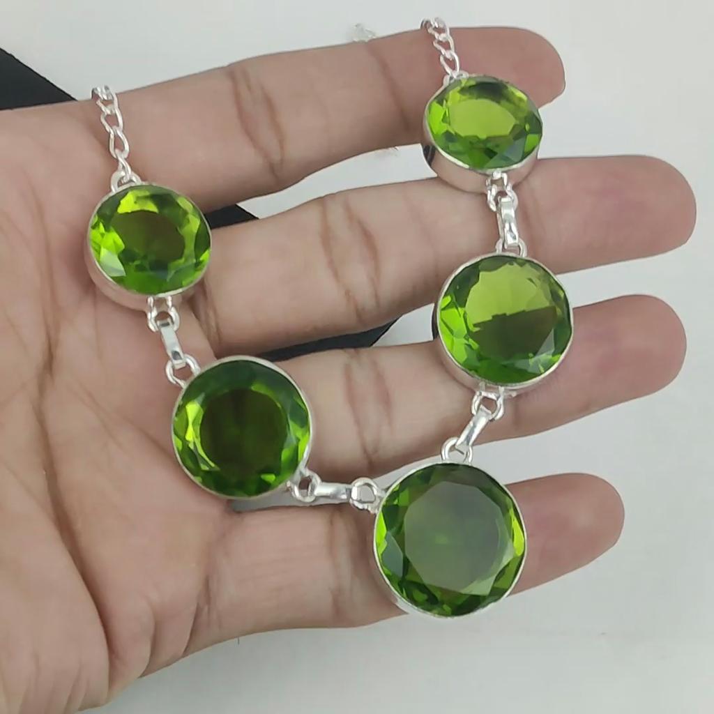 Beautiful Peridot Gemstone Handmade 925 Sterling Silver Necklace, Peridot  Silver Necklace For Wife, Unisex Necklace Wadding Gift