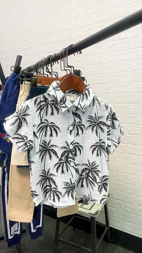 Boys Fashion Casual T Shirt Short Sleeve Vacation Beach Button Down Summer Top for Kids