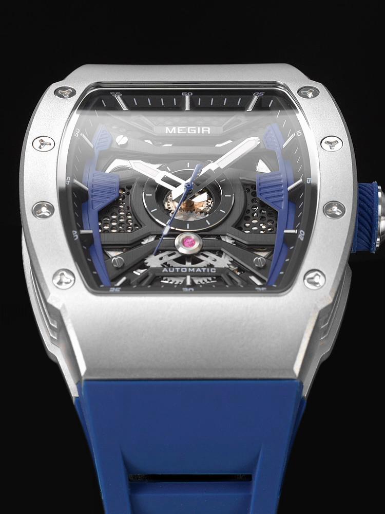 Megir Luxury Men's Automatic Mechanical Watch Waterproof Hollow Out Silicone Strap Sports Wristwatch Clock Reloj Hombre 8604