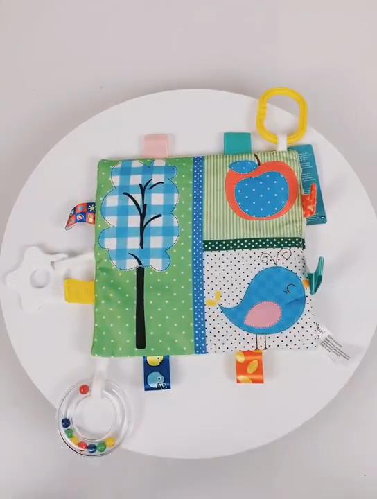 Babyetiketten Sicherheitsdecke Sensorische Beruhigungsdecke Bunte Etiketten Reine Baumwolle Weiche Bettdecke Sensorisches Spielzeug