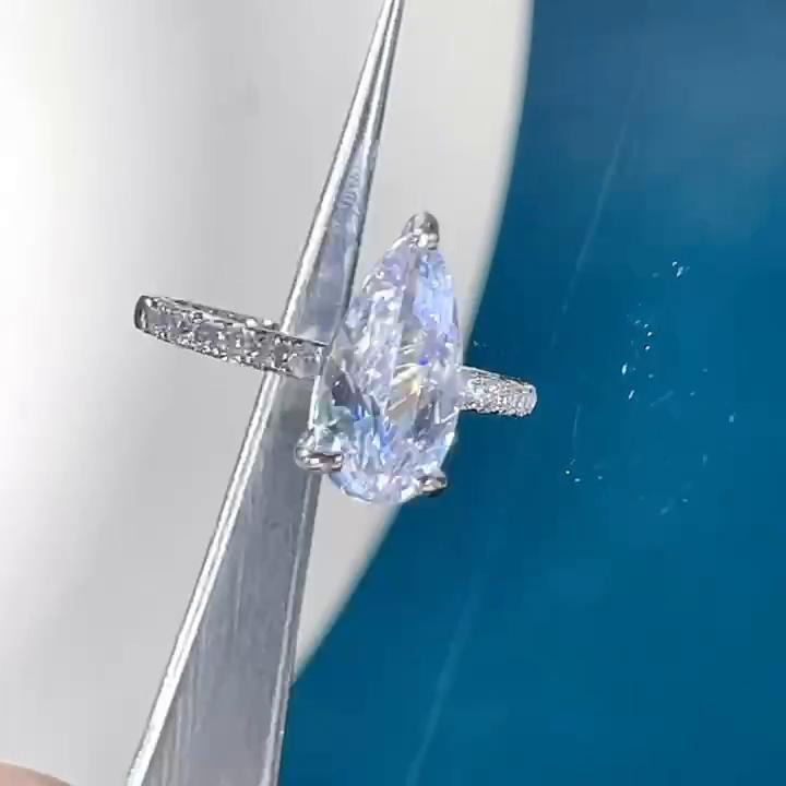 BELLA BOX Simple Stylish Water Drop Zircon Women's Rings Romantic Bridal Wedding Ring Silver Color Trendy Jewelry For Party