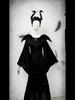 Maleficent Witch Costume Black Dress Cosplay Outfit with Horns and Brooch