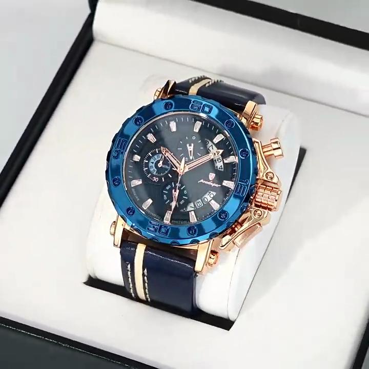 POEDAGAR Top Military Man Wristwatch Waterproof Luminous Date Fashion Chronograph Leather Sports Men's Quartz Watches