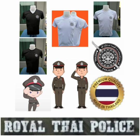 T Shirt Royal Thai Police Thailand Undershirt V Neck O Neck Round Neck Short Sleeve  Print Quick Dry National Uniform Men Women Unisex