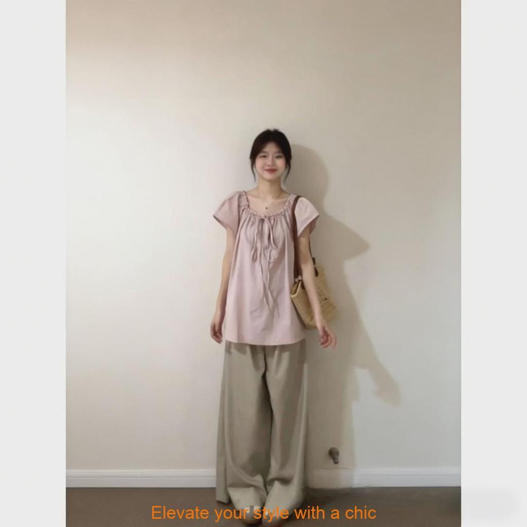 Summer Womens Casual Set With Silklike Fabric For Office And Daily Wear