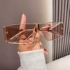Women's Gold Frame Square Sunglasses Gradient Brown Lens Fashion Eyewear
