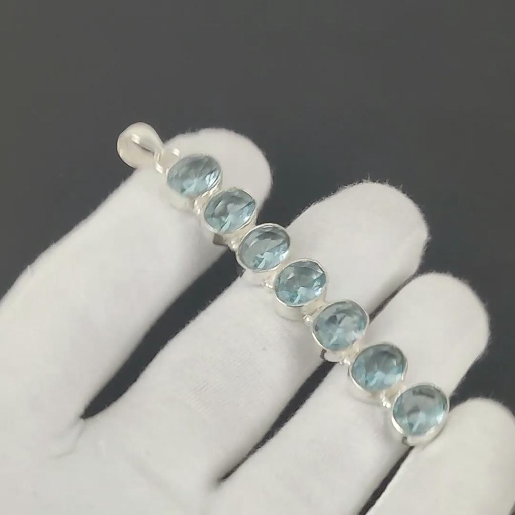 Aquamarline Pendant, 925 Sterling Silver Pendant, Handmade Pendant, Antique Pendant, Aquamarline Gemstone Pendant, Party Wear Gift