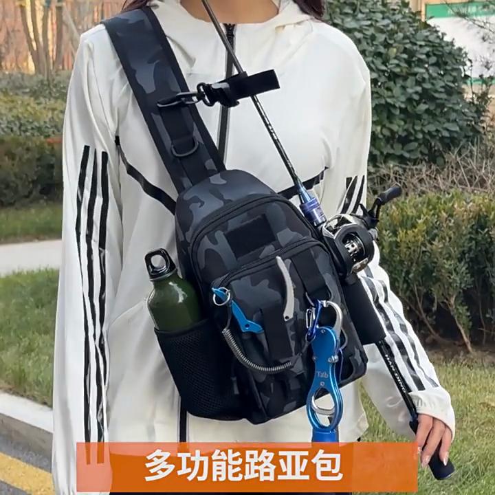 Ny Luya Brystveske Multifunksjonell Utendørs Sport Fritid Taktikk Lerret Crossbody-veske Vanntett Bærbar Oppbevaringsveske for Fiskestang