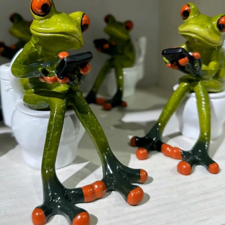 1 Stück Weihnachten Halloween Täglich Fantasy Frosch Toiletten Stifthalter Zahnstocher Wattestäbchen Harz Schreibtisch-Organizer mit Smartphone- und Wattestäbchenhalter