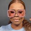 European and American Style Diamond-encrusted Large-frame High-end Luxury Sunglasses for Women