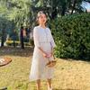 Johnature Women Vintage Dress Stand Seven Sleeve Spring Print Floral Bandage Women A-Line Dress