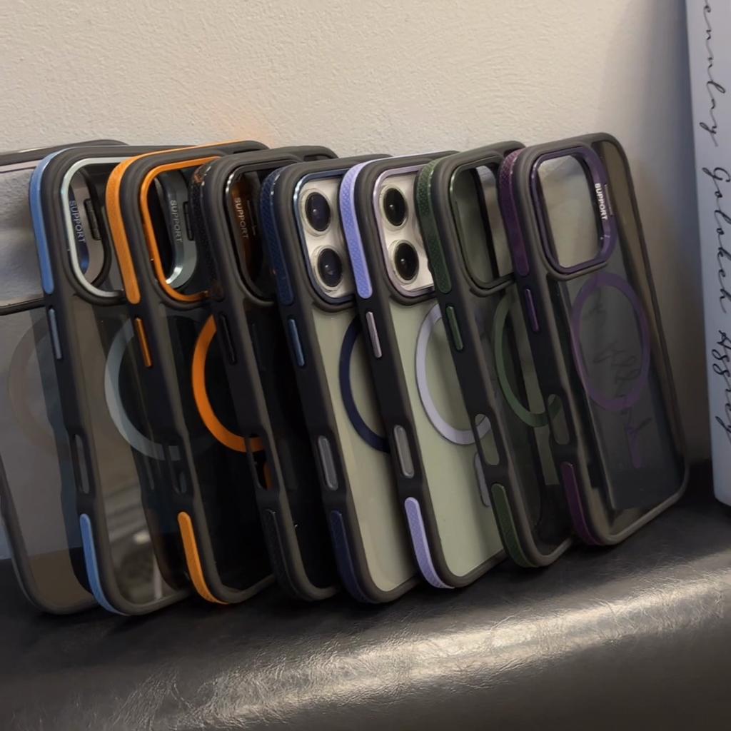 Luxury Magnetic Transparent Lens Protector Holder Case For iPhone 16 15 14 Plus 13 12 11 Pro Max Magsafe Wireless Charge Cover