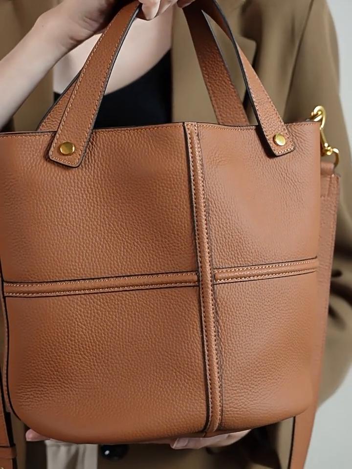 Women's Genuine Leather Large Capacity Bucket Bag QSL2691