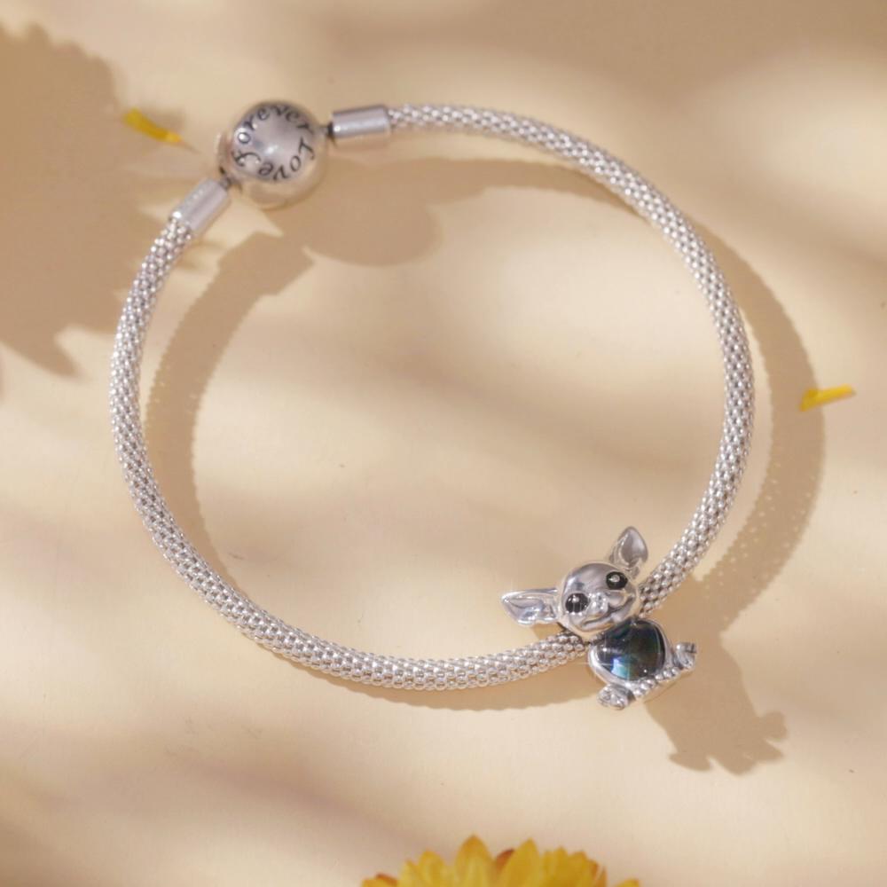 Bamoer 925 Sterling Silver Mood Stone Astronaut Charms Cute Chihuahua Dog Beads for Women Bracelet and Bangle DIY