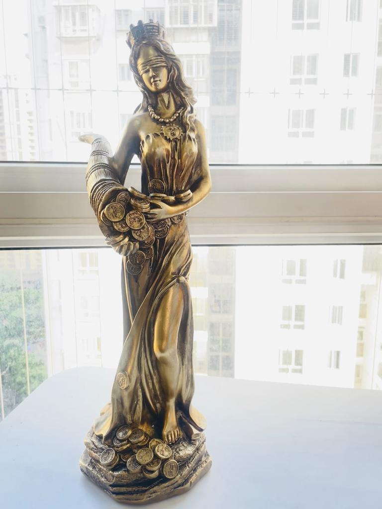 Greek Goddess of Fortune Sculpture Statue Office Lucky Decoration Wealth Attracting Ornament