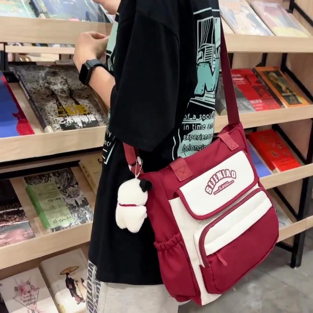 Student Shoulder Bag Contrast Color Crossbody Bag Women's Commuter Class Handbag