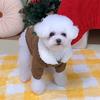 Christmas Corduroy Thickened Warm Small Breed Dog Clothes with Harness Compatible Teddy Bichon Pet Apparel for Winter Holiday
