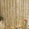 USB 3x1M Curtain String Lights 100 LED Fairy Lights with Remote Control 8 Modes Copper Wire for Room Window Christmas Wedding Party Decor