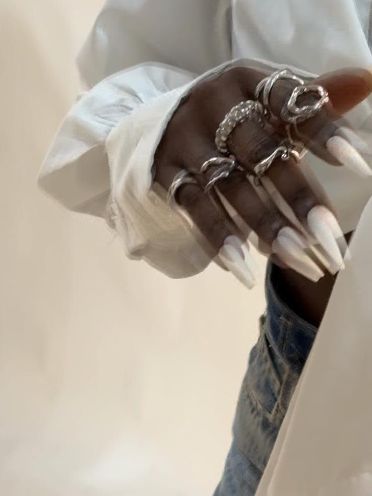 Fashion Exaggerated Smooth Irregular Lava Line Ring Set Open Ring Women's Fashion Jewelry Finger Ring