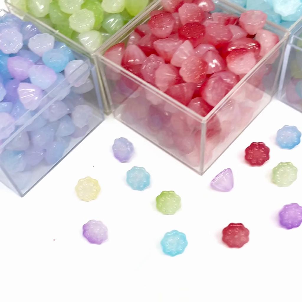 50Pcs Acrylic Beads Gradient Lotus Beads for DIY Necklace Bracelet Earring Jewelry Making