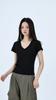 Damen Frühling Sommer Lässiges Sexy V-Ausschnitt Slim Fit Kurzarm T-Shirt