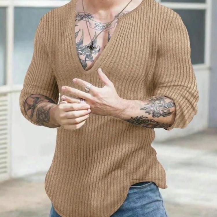 Autumn Winter Men's V-neck Casual Fashion Sweaters Male Long Sleeve Solid Color All-match Knitting Pullovers Gentmen Jumpers Top