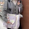 Contrast Color Crossbody Bag College Style Women's Large Capacity Tote Bag Cartoon Student Class Bag