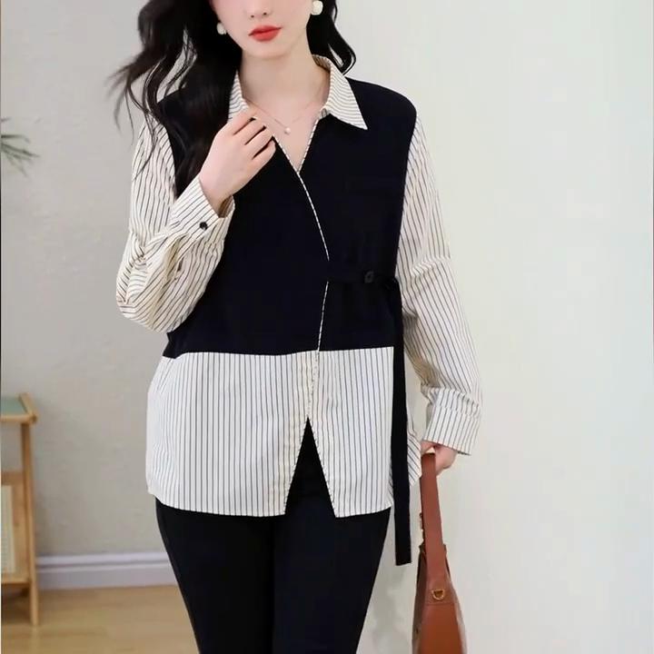 Übergröße Shirt Damen Langarm Frühling und Herbst Neues Nischen Design Top