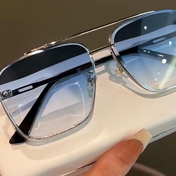 Gafas de Sol de Doble Rayo Retro para Conducir, Tendencia al Aire Libre, Graduadas, para Viajes, Unisex, Metal de Alta Calidad, Cuadradas