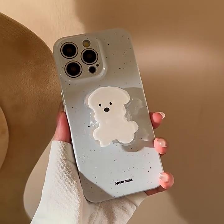 Simple Cute Puppy Viscose Stand Phone Case Compatible and Suitable for iPhone15 14 13/12/11promax/xsmax/xr 7/8plusSE