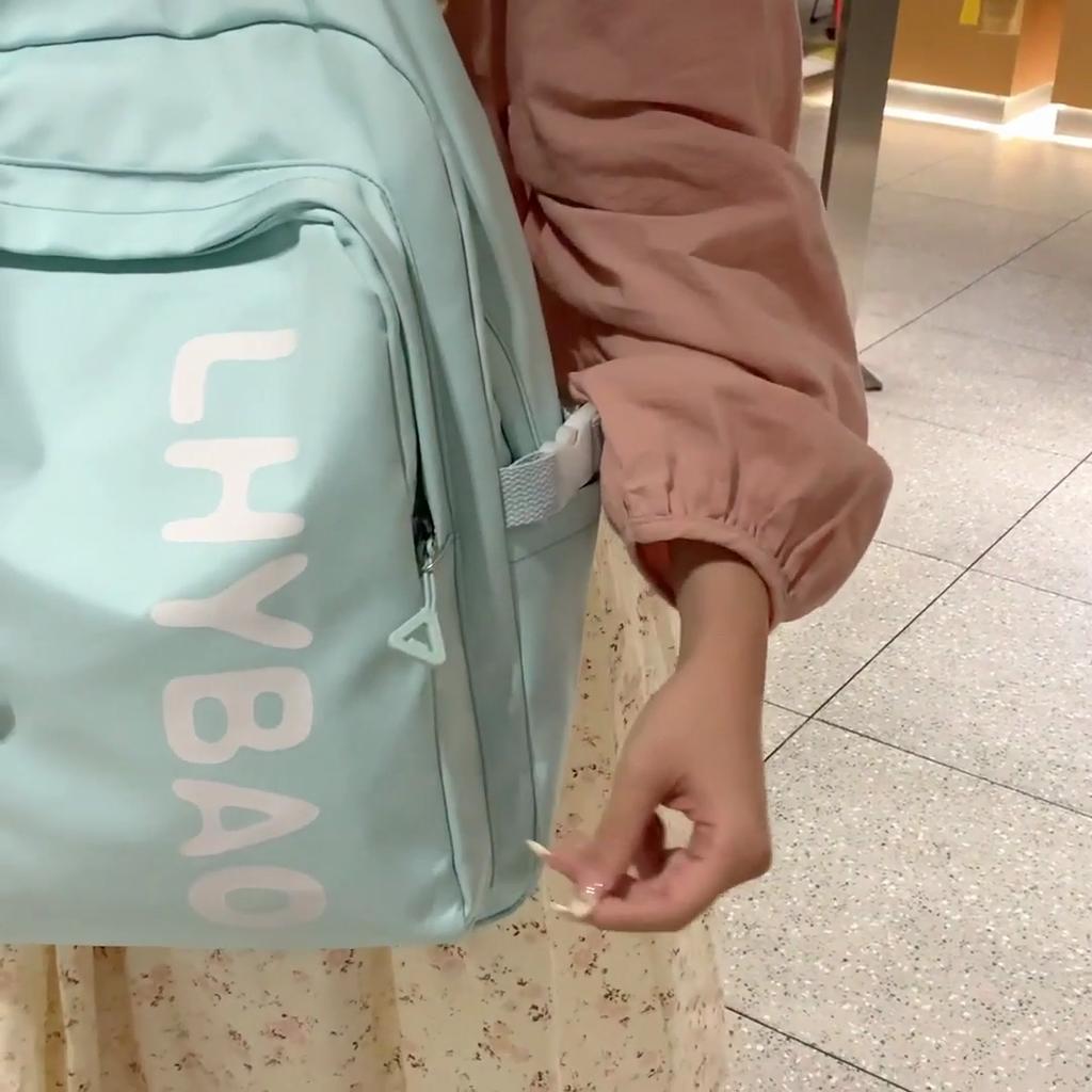 Letter Solid Color Women's Backpack Large Capacity Campus Student Schoolbag