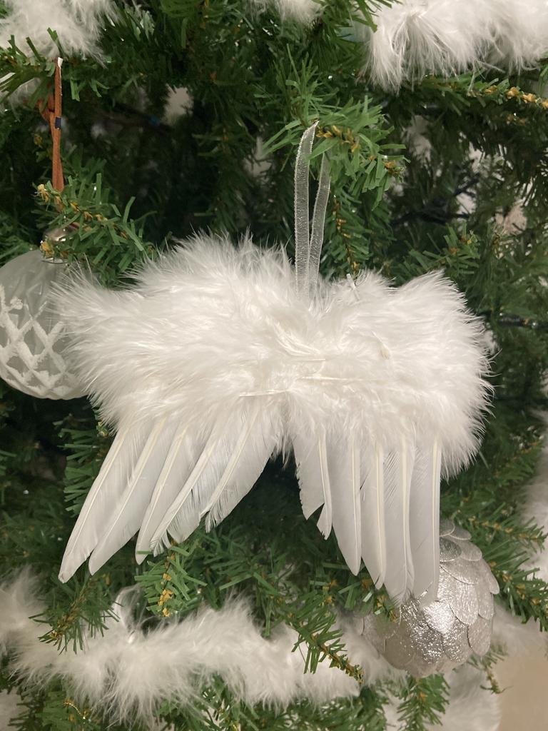 10Pcs Christmas Feather White Angel Wings Xmas Tree Hanging Ornament Decor