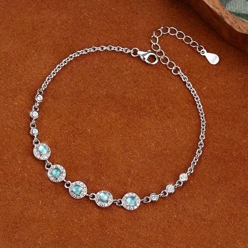 S925 Silver Inlaid Natural Yang Green Jadeite Bracelet Women's Small Fresh and Exquisite Fashion Jewelry Gift
