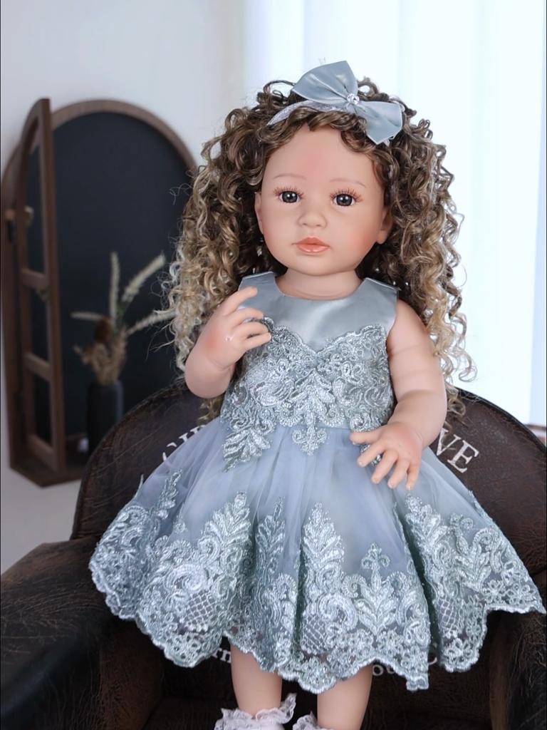Lifelike 55 Cm Princess Reborn Baby Doll Bathe Silicone Vinyl Newborn Babies Doll Toy Suit Kids Early Educational Christmas Gifts