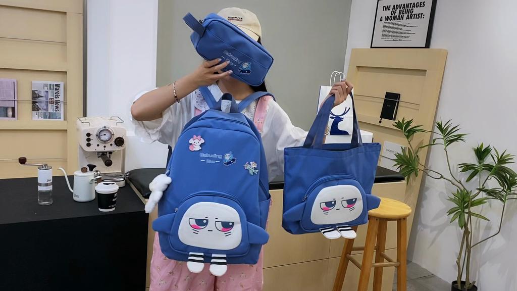 Three-Piece Backpack Set Junior High School Backpack Cartoon Female Student Class School Bag