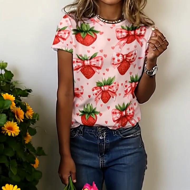 3D Gedrucktes T-Shirt Für Damen Oversized T-Shirts Tops Sommer Neue Harajuku T-Shirts Y2k Tops Lockere Kurzarm Pullover Kleidung
