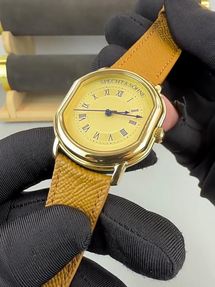 2025 New Fashion Specht & Söhne Vintage Men's Watch PVD Gold Stainless Steel Watch Genuine Leather Japan VH31 Movt Waterproof
