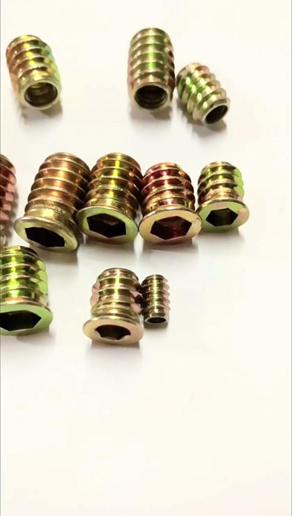 20pcs Carbon Steel Hex Socket Drive Insert Nuts Threaded For Wood Furniture