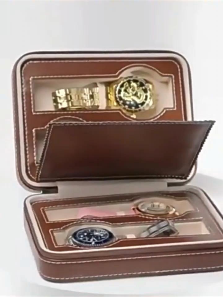 Multiple Slots Classic Style Portable Storage Bag For Watch Protection Zipper Watch Box For Home Storage Holiday Gift