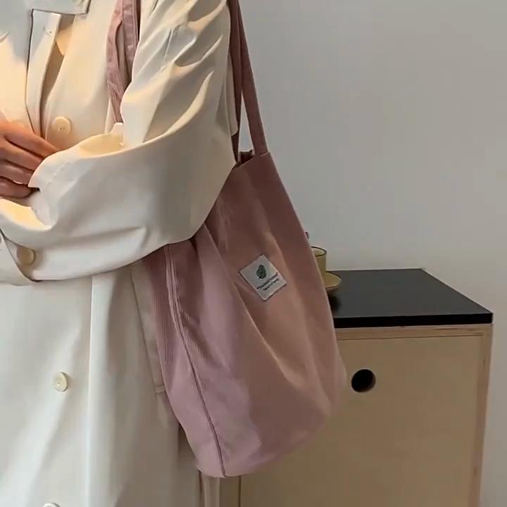 Women's Shoulder Bag Fashion Versatile Corduroy Large Capacity Portable Shopper Totes Female's Casual Travel Handbag