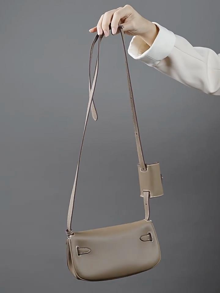 Lussuosa Borsa a Spalla Piccola in Vera Pelle da Donna Primo Strato di Pelle Bovina Borse a Tracolla con Portamonete Stile Firmato Borsa a Sella Senza Logo