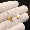 Natural Citrine Gemstone Silver Hook Earring 1" 925 Sterling Silver Handmade Jewelry For Women EE-180-1