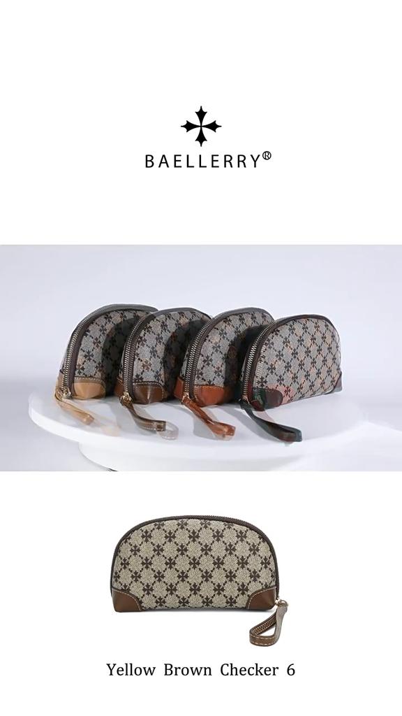 Women's Monogram Plaid Coin Purse European and American Style Wallet Vintage Pu Leather Purse Zipper Storage Pouch with Lanyard