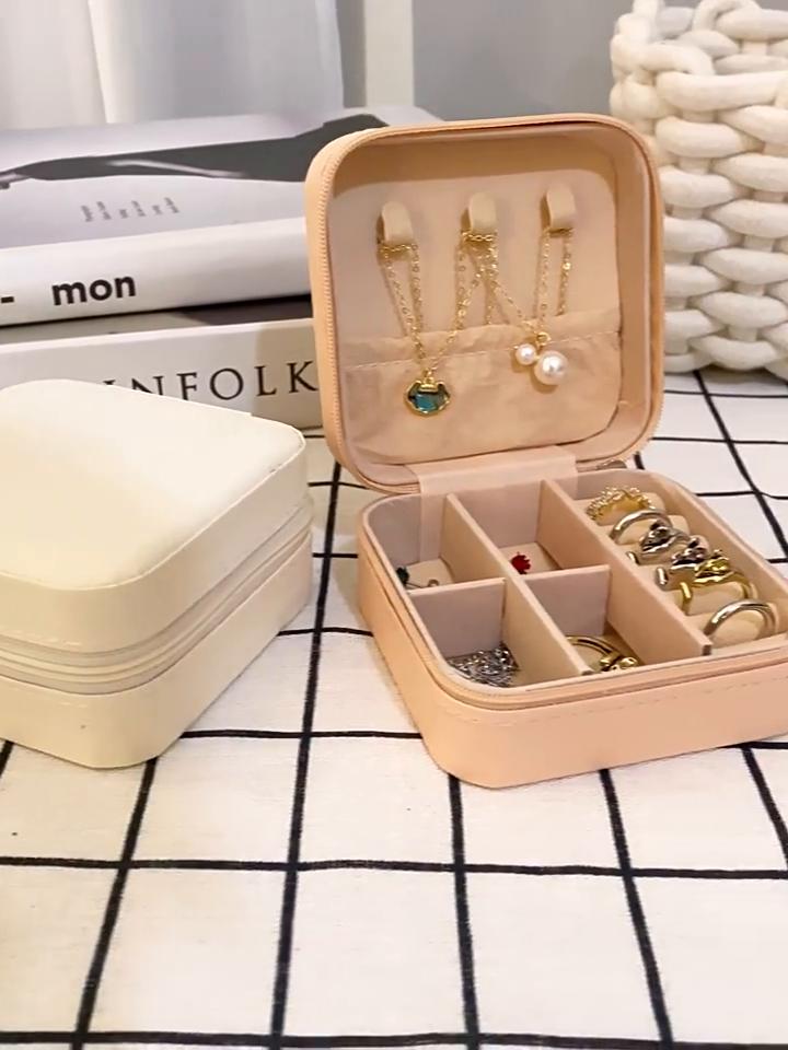 Beauty PU Leather Small Jewelry Box Jewelry Box Leather Storage Earring Ring Holder