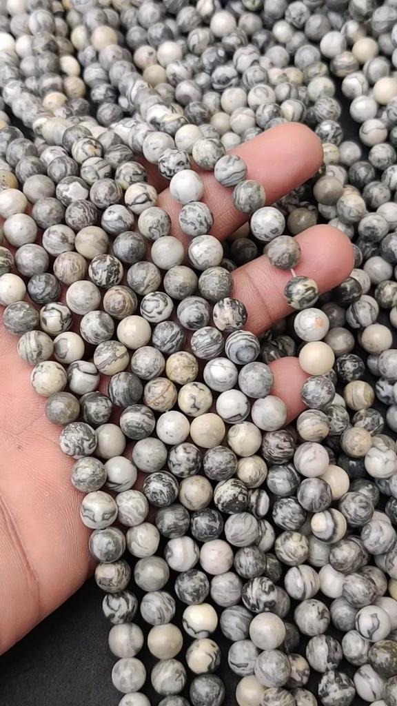 Amazing Matt Gray Map Jasper Natural Gemstone Beads, Loose Gemstone Beads, 6mm 8mm 10mm Smooth Round Beads.