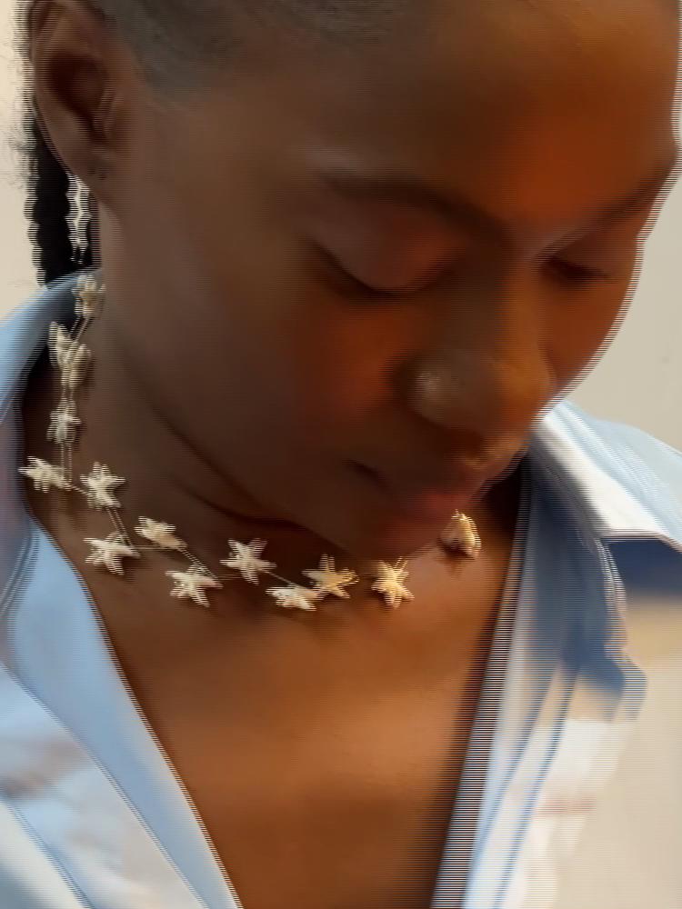 New Fashionable Simple Japanese and Korean Starfish Imitation Turquoise Collarbone Chain Temperament Beach Short Necklace