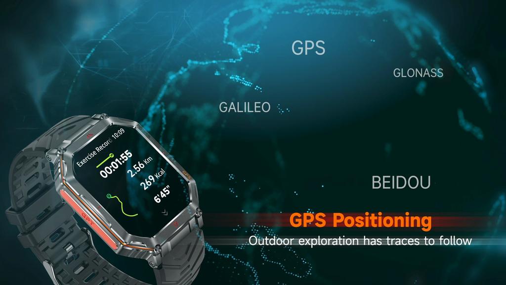 New Smart Watch GPS Sports Men Compass LED Flashlight Altimeter Barometer Bluetooth Call 3ATM Waterproof AMOLED Screen Smartwatch 450mAh