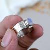 925 Sterling Silver Rainbow Moonstone Gemstone Oval Shape Textured Band Ring For Women