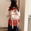 Letter Large Capacity Student Schoolbag Female Plaid Backpack Color Block Outdoor Backpack for Teenage Girls