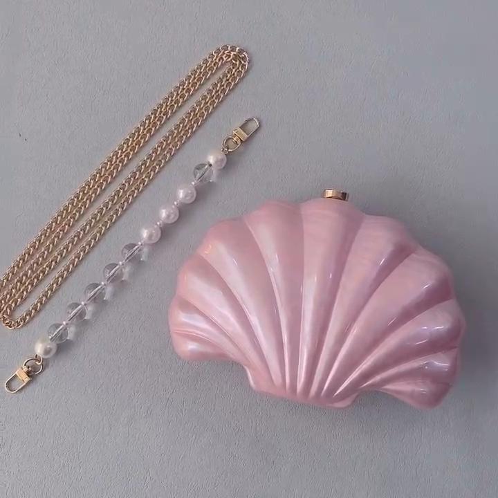 New Trendy Handbag Fashion Women Bag Candy Solid Acrylic Luxury Party Evening Bag Woman Cute Wedding Shell Vintage Clutch Purse